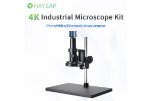 4 K HDMI USB output industrial microscope camera set with 180 X C -mount lens and 144 LED ring light, with universal bracket For education, scientific research, laboratory, PCB repair etc.